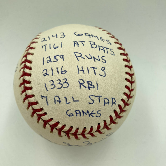 Duke Snider Signed Heavily Inscribed Career STAT Baseball Reggie Jackson COA