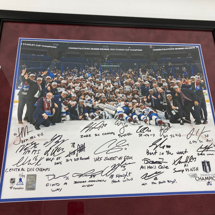 2022 Colorado Avalanche Stanley Cups Champs Team Signed 16x20 Photo Beckett COA