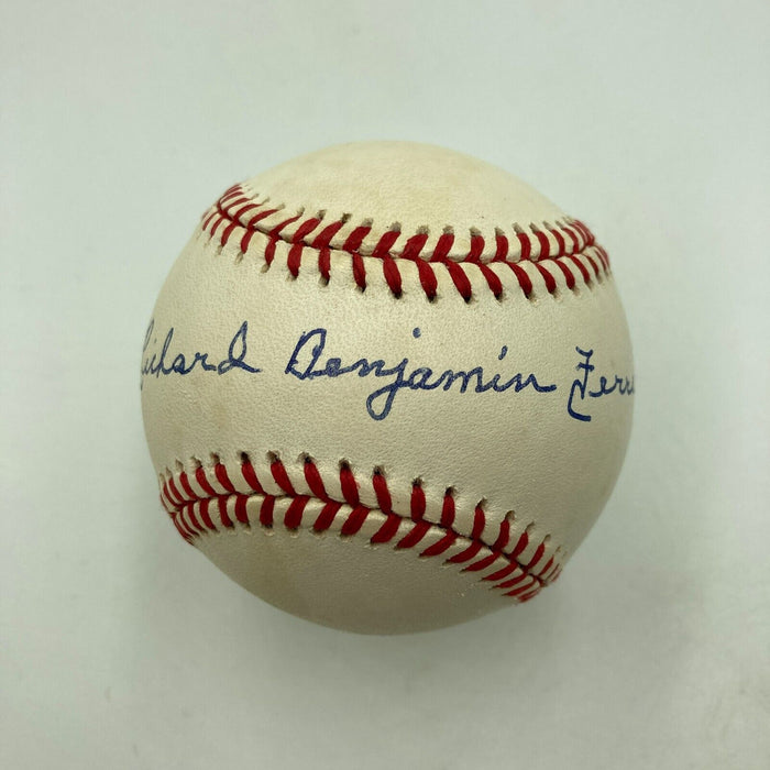 Rick Ferrell Richard Benjamin Ferrell Full Name Signed Baseball JSA COA
