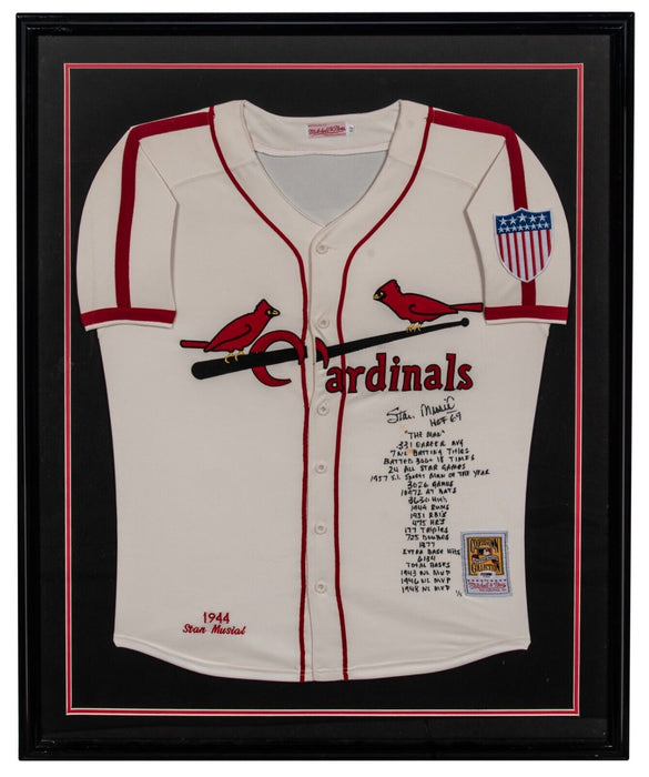 Stan Musial Signed Heavily Inscribed STATS St. Louis Cardinals Jersey PSA DNA