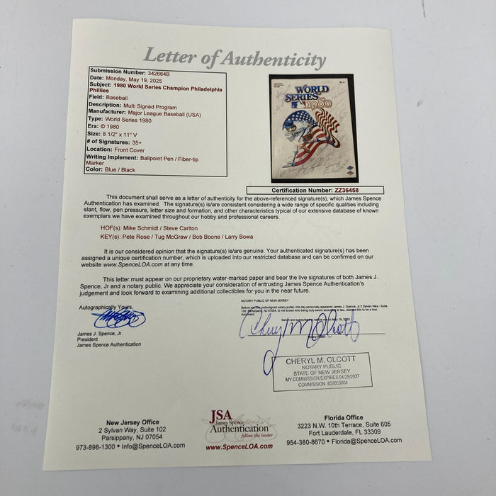 1980 Philadelphia Phillies Team Signed World Series Program 35+ Sigs JSA COA
