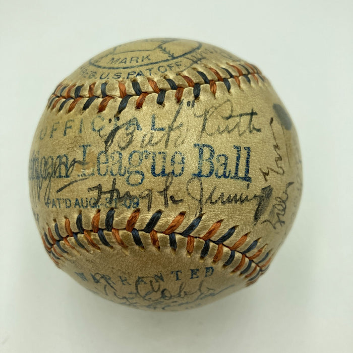 Christy Mathewson Babe Ruth Ty Cobb Ban Johnson Signed 1915 AL Baseball PSA DNA