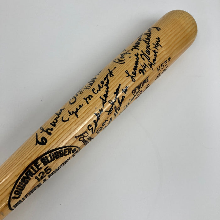 Chicago Cubs Hall Of Fame Legends Signed Baseball Bat 24 Sigs Ernie Banks JSA