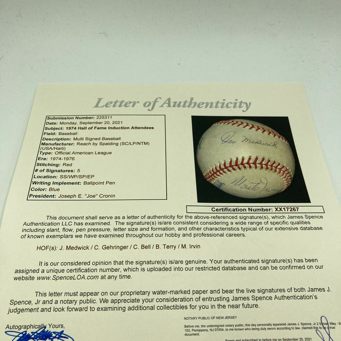 Joe Medwick Sweet Spot Hall Of Fame Multi Signed American League Baseball JSA