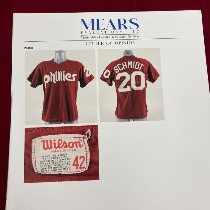 Mike Schmidt 1978 Game Used Philadelphia Phillies Jersey MEARS COA