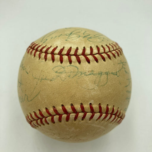 Joe Dimaggio Frank Baker Bob Shawkey Earle Combs Red Rolfe Signed Baseball PSA
