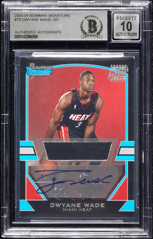 2003 Bowman Signature Dwyane Wade RC Auto Game Used Jersey BGS 10 Auto