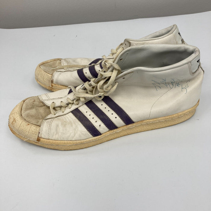 Mark Eaton Signed Utah Jazz Game Worn Sneakers Shoes JSA COA