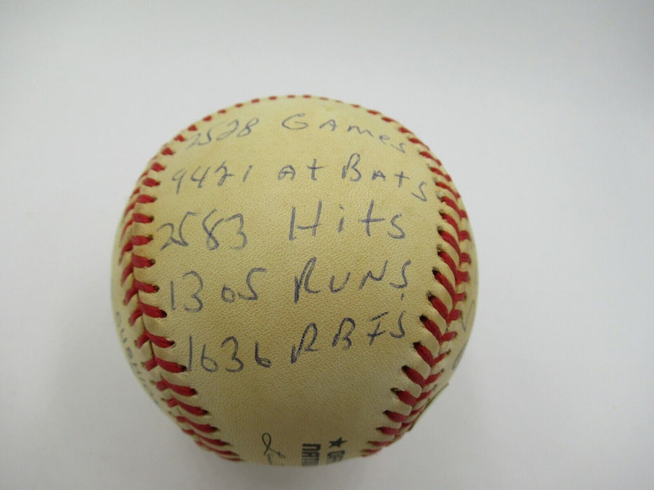 Ernie Banks Signed Heavily Inscribed Career STAT Baseball Reggie Jackson COA