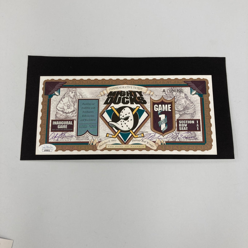 Michael Eisner & Tony Tavares Signed Anaheim Mighty Ducks Inaugural Game Ticket