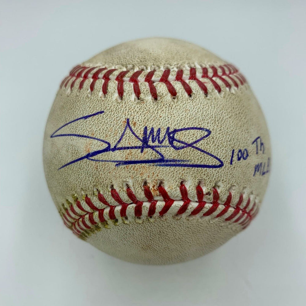 RARE Miguel Sano Signed 100th Career Hit Game Used Baseball MLB Authenticated