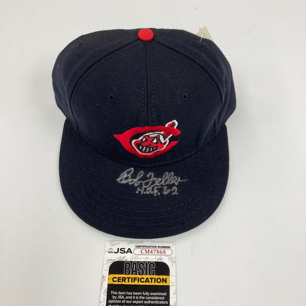 Bob Feller HOF 1962  Signed Cleveland Indians Baseball Hat Cap JSA COA
