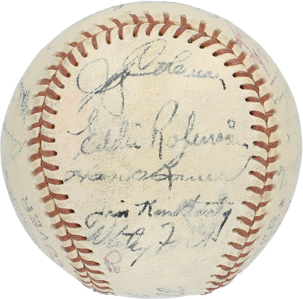1956 New York Yankees World Series Champs Team Signed Baseball Mickey Mantle JSA