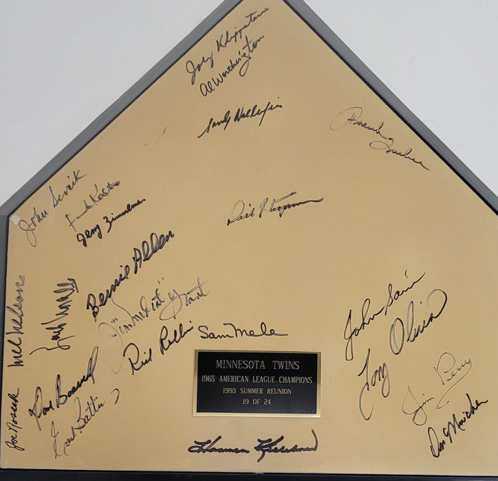 1965 Minnesota Twins American League Champs Team Signed Home Plate Beckett