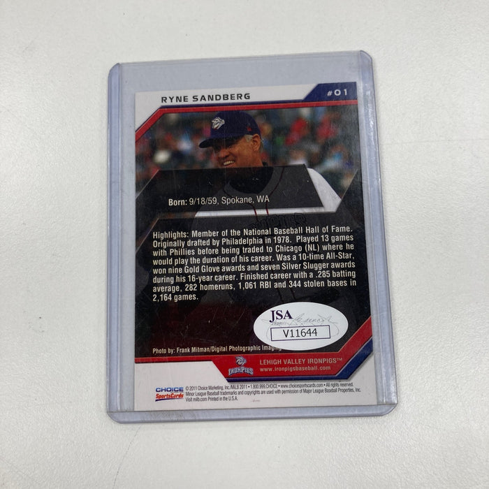 Ryne Sandberg Signed 2011 Iron Pigs Baseball Card Auto JSA COA