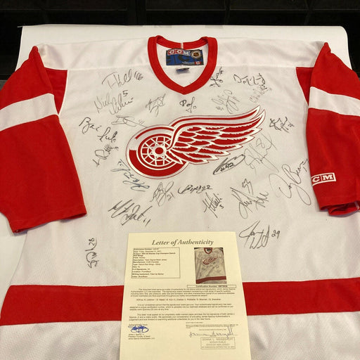 2001-02 Detroit Red Wings Stanley Cups Champs Team Signed Authentic Jersey JSA