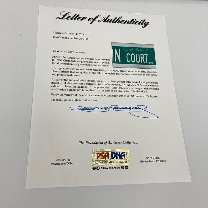 Wilt Chamberlain Signed 6x30 Street Sign Wilt Chamberlain Court PSA DNA COA