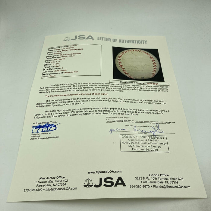 Vintage Billy Martin Signed Baseball JSA COA