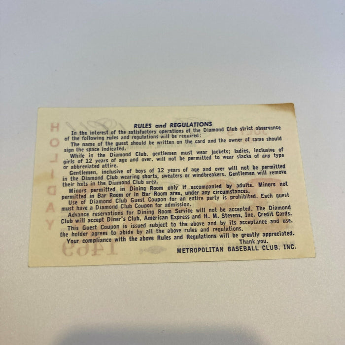 1965 New York Mets Signed Vintage Program With Ticket & Diamond Club Pass