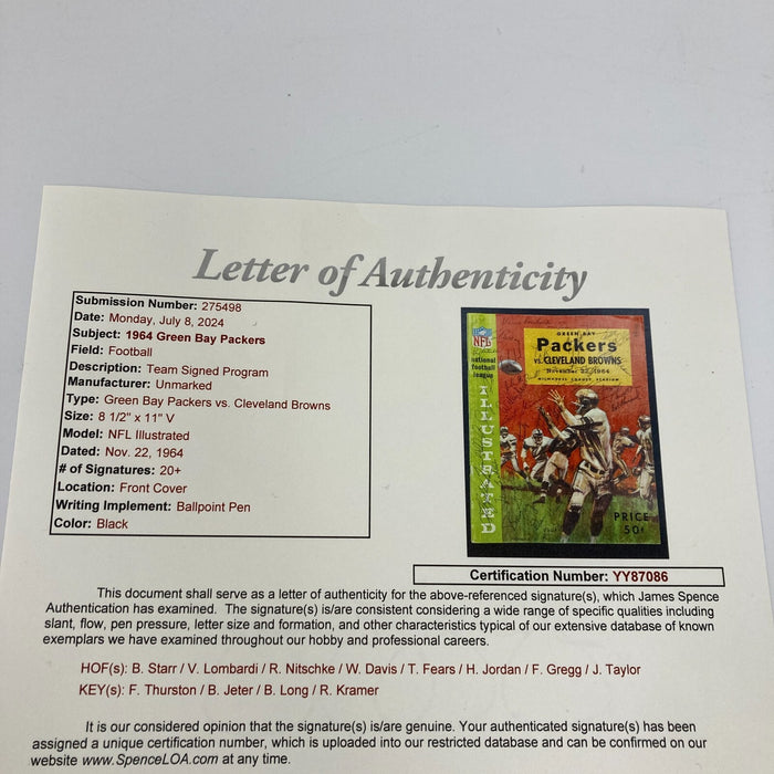 1964 Green Bay Packers Team Signed Program Vince Lombardi Bart Starr 25 Sigs JSA