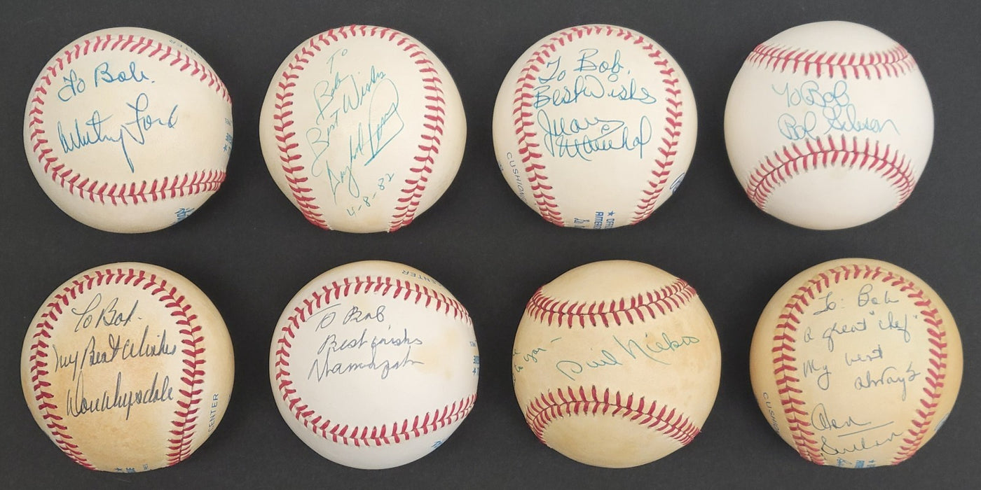 Lot Of (41) Hall Of Fame Signed Major League Baseball All Inscribed "To Bob" JSA