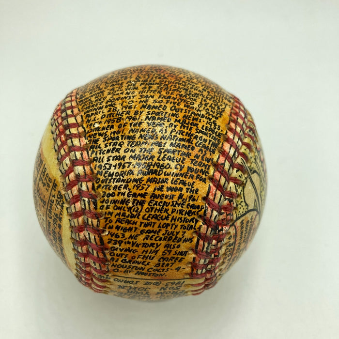 Beautiful Warren Spahn Hand Painted George Sosnak Folk Art Signed Baseball