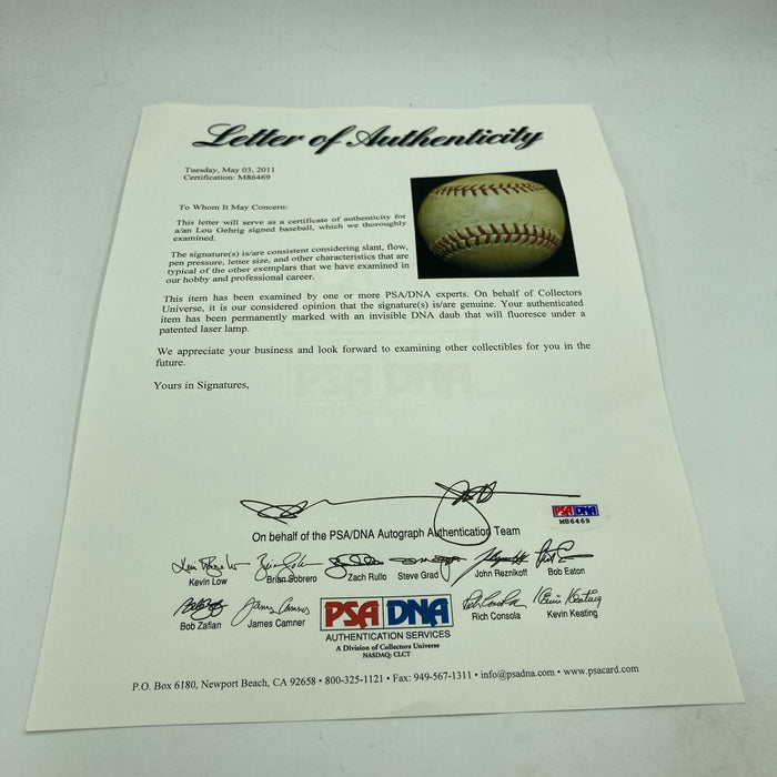 Lou Gehrig Single Signed Official American League Baseball PSA DNA COA RARE