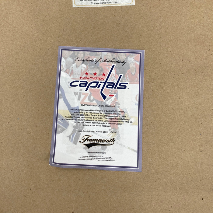 Alex Ovechkin Washington Capitals Record Breaking 65th Goal Piece Of Net Framed