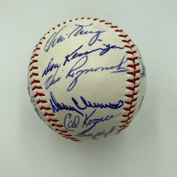 1965 Chicago Cubs Team Signed NL Baseball Ernie Banks Ron Santo JSA COA