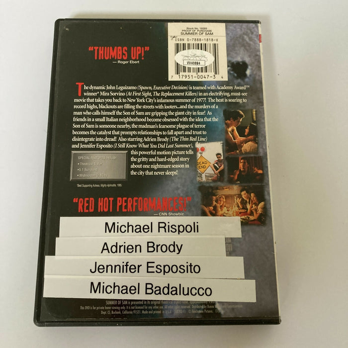 Michael Rispoli Adrien Brody Esposito Signed Summer Of Sam DVD Movie JSA COA