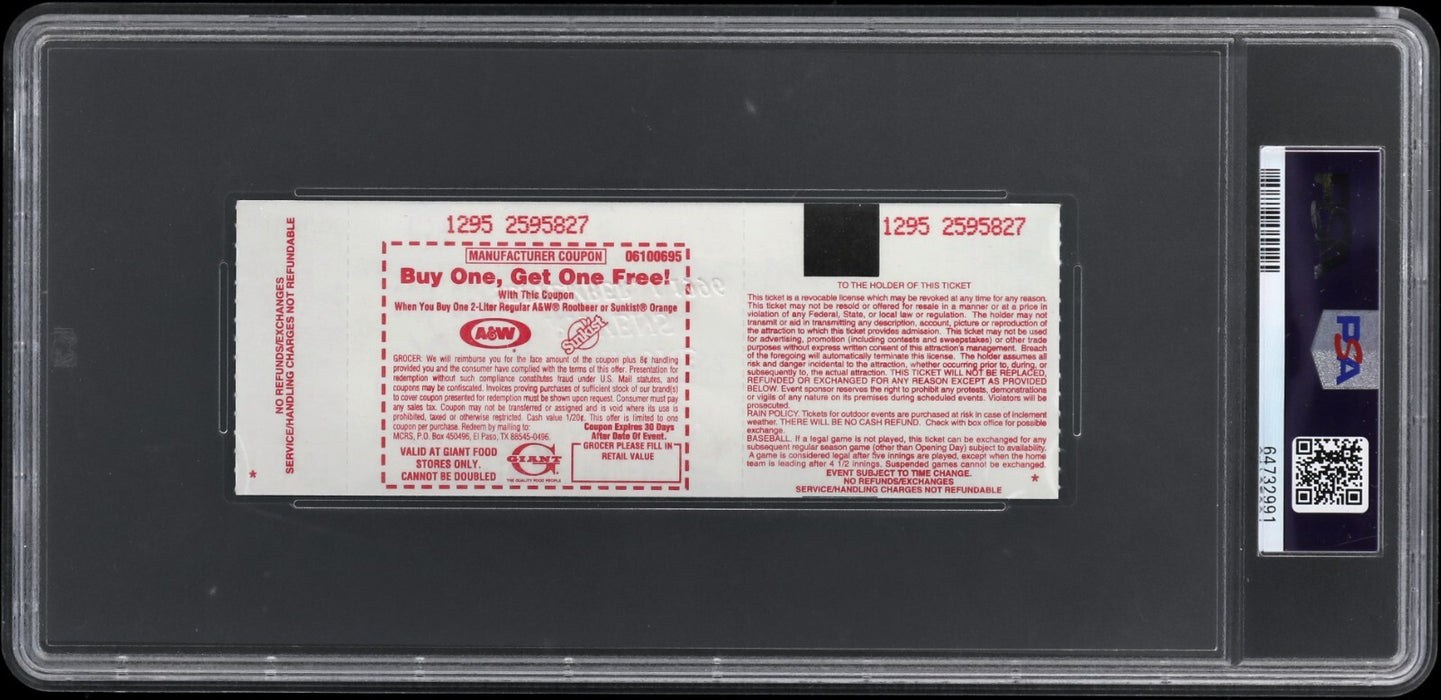 Ray Lewis Signed NFL Debut Full Ticket PSA DNA Auto 10 GEM MINT