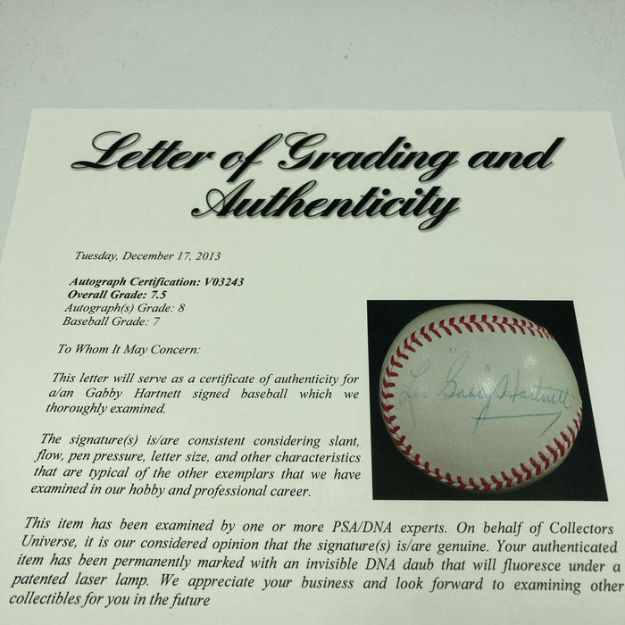 Beautiful Gabby Hartnett Single Signed National League Baseball PSA DNA COA