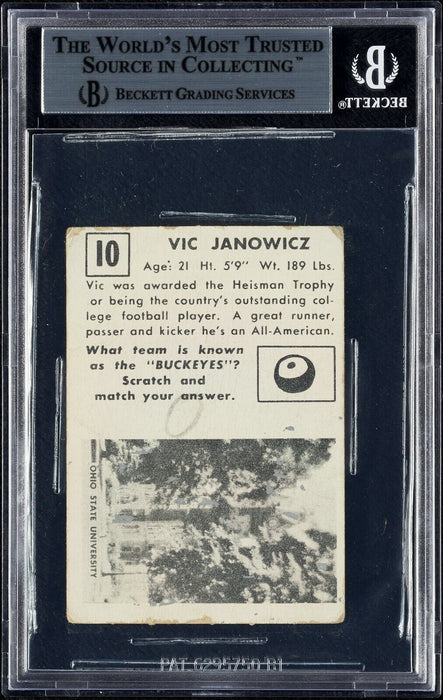 1951 Topps Magic Vic Janowicz Signed RC Rookie Football Card #10 BGS Beckett