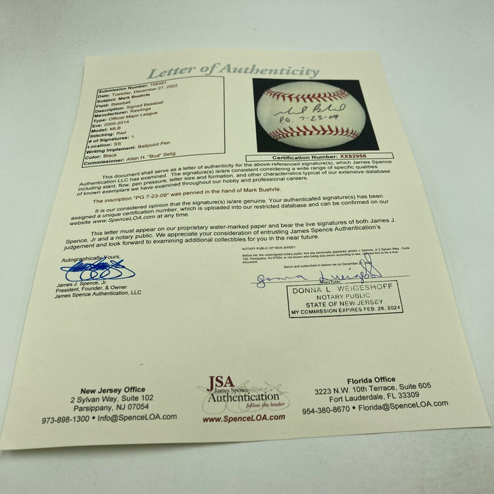 Mark Buehrle Perfect Game 7-23-2009 Signed Major League Baseball JSA COA