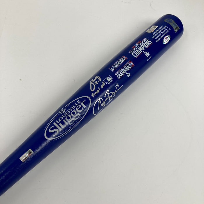 Julio Urias & Austin Barnes Signed 2020 Los Angeles Dodgers World Series Bat PSA