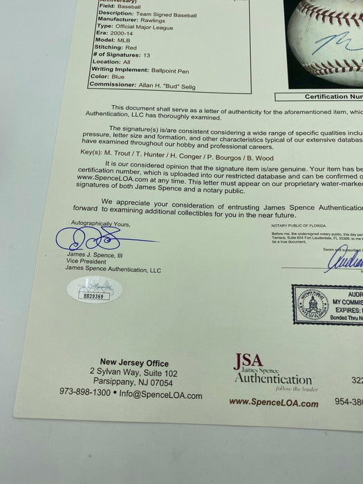 Mike Trout Rookie Season 2011 LA Angels Team Signed Game Used MLB Baseball JSA