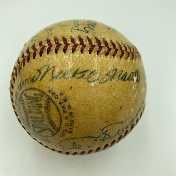 1955 Yankees Old Timers Day Signed Baseball Mickey Mantle Al Simmons JSA COA
