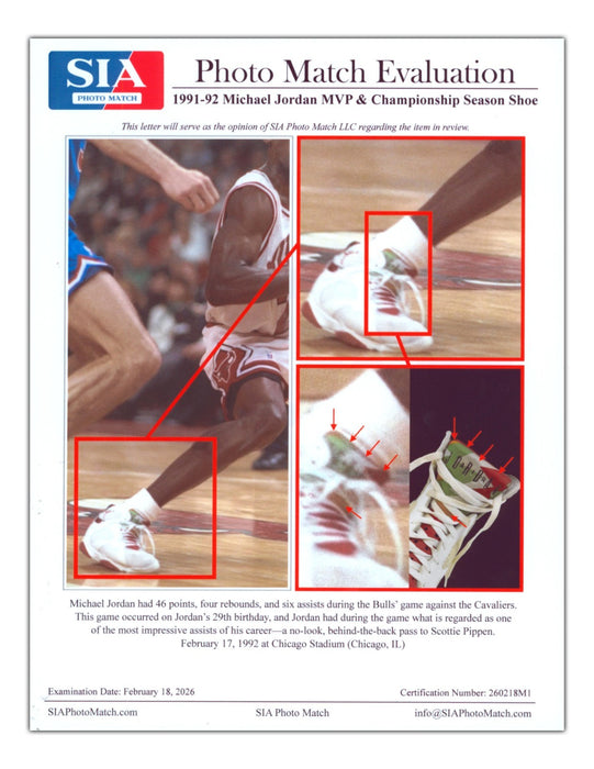Michael Jordan Photo Matched Game Used Twice Signed 1992 Nike Sneakers JSA COA