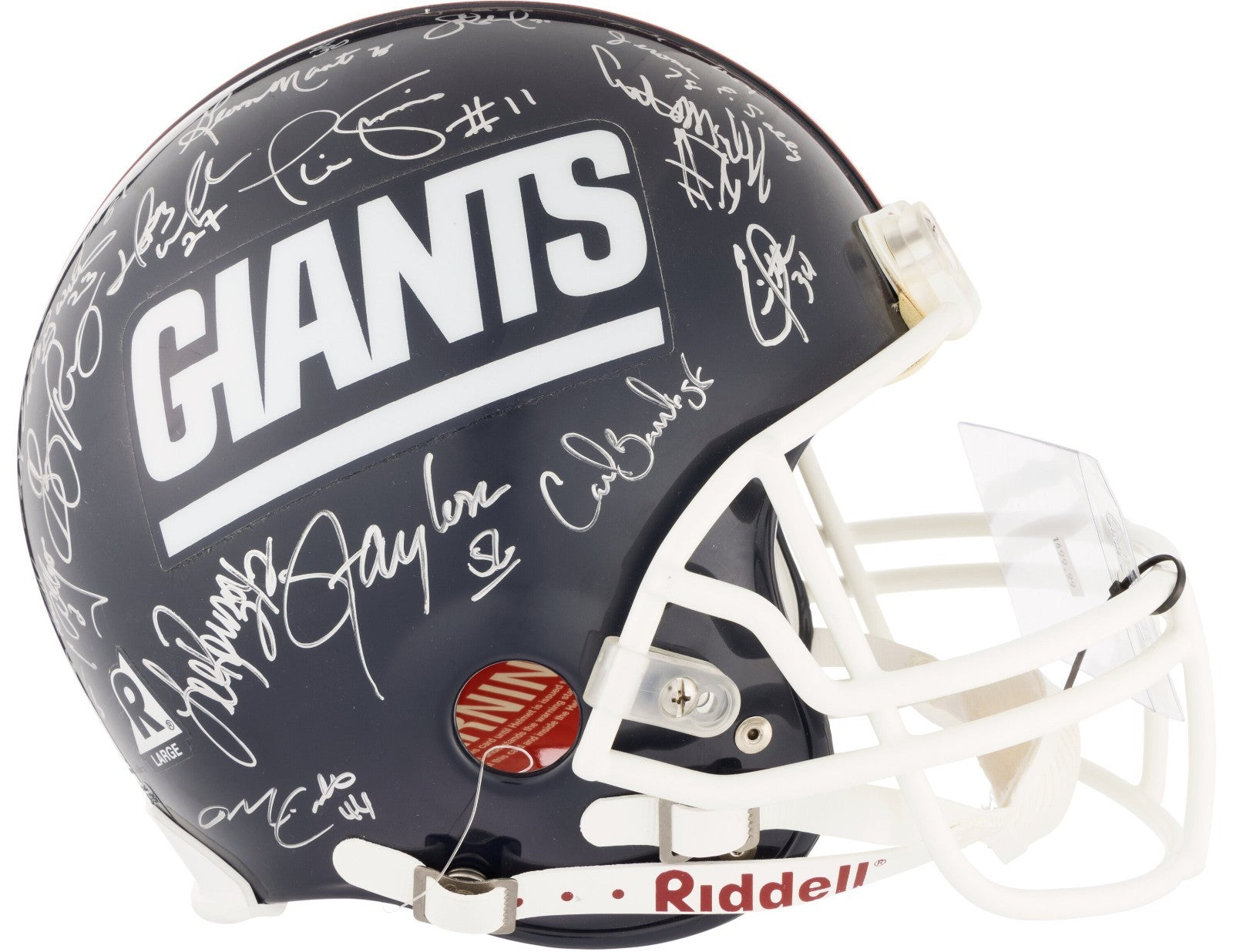 1986 New York Giants Super Bowl Champs Team Signed Full Size Helmet Beckett COA