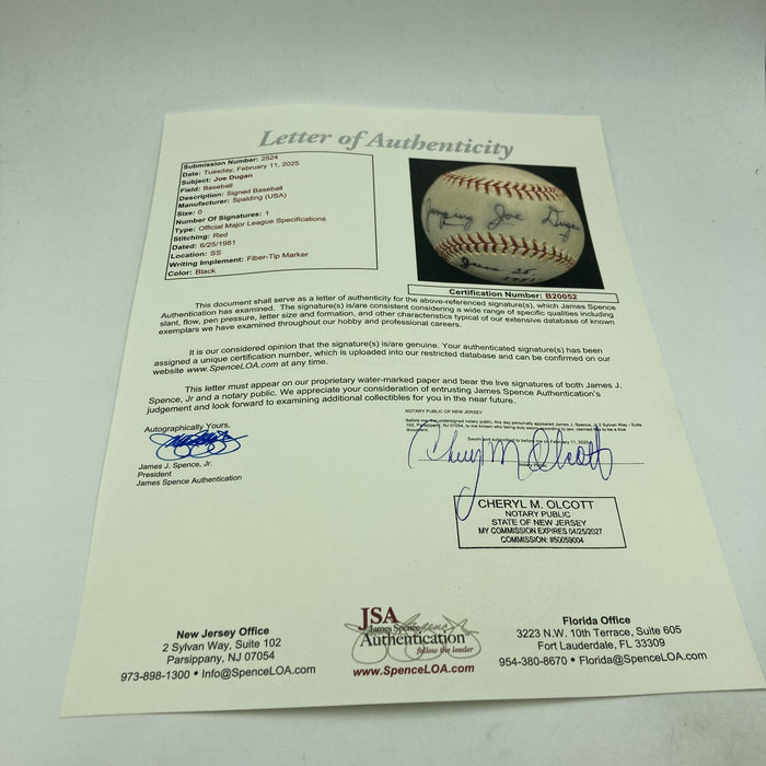 Joe Dugan "Jumping Joe" Signed Major League Baseball 1927 New York Yankees JSA