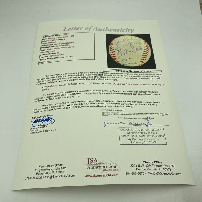 1970's HOF Multi Signed Baseball Lloyd Waner Stan Musial Ernie Banks JSA
