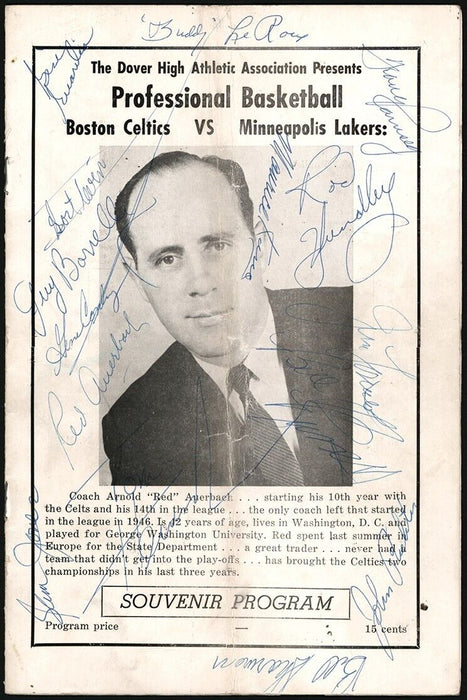 1959-60 Boston Celtics World Champions Team Signed Program Bill Russell PSA DNA