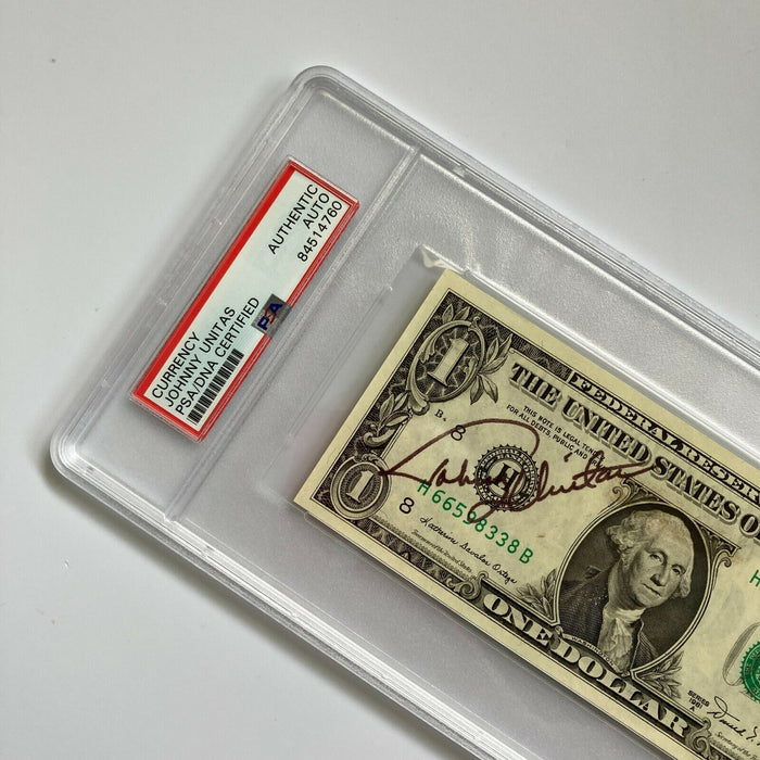 Johnny Unitas Signed Autographed $1 One Dollar Bill PSA DNA COA NFL