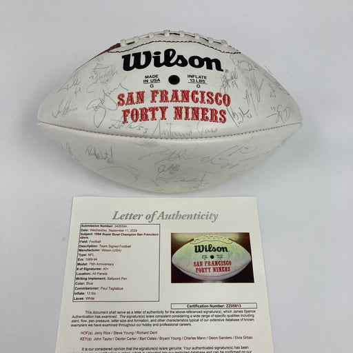 1994 San Francisco 49ers Super Bowl XXIX Champs Team Signed Football JSA COA
