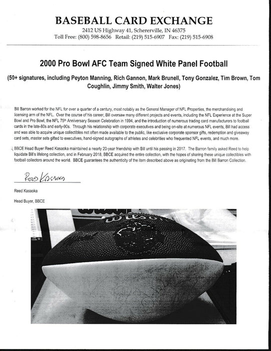 Peyton Manning 2000 Pro Bowl AFC Team Signed Wilson Football 50+ Sigs With COA
