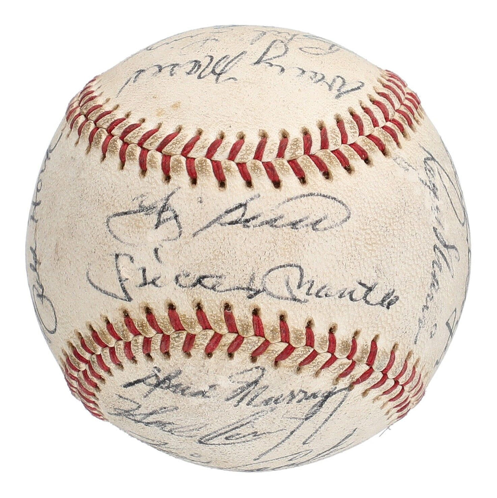 1962 New York Yankees W.S. Champs Team Signed Baseball Mickey Mantle Maris JSA