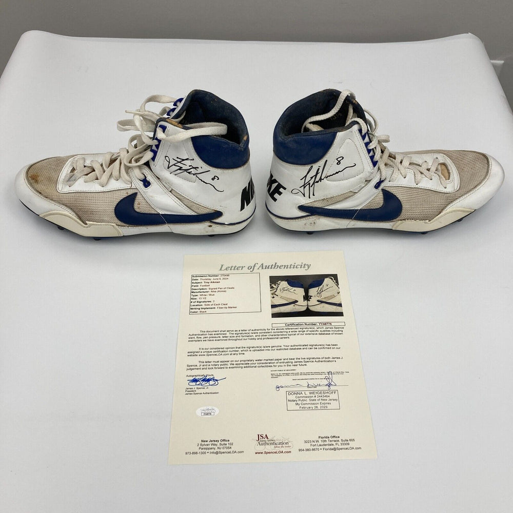 Troy Aikman Signed Dallas Cowboys 1990's Game Used Cleats Sneakers JSA COA