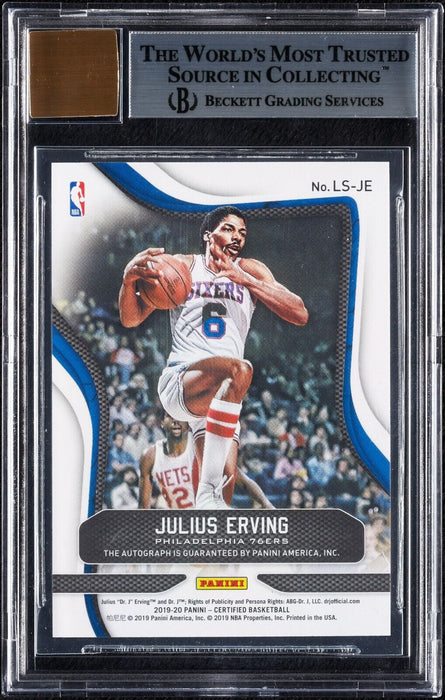 2019-20 Panini Certified Julius Erving Dr. J Mirror Black Auto 1/1 BGS 9 Auto 10
