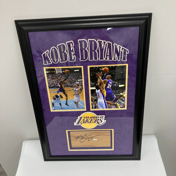 Kobe Bryant Signed Los Angeles Lakers Floor Piece Framed Panini COA