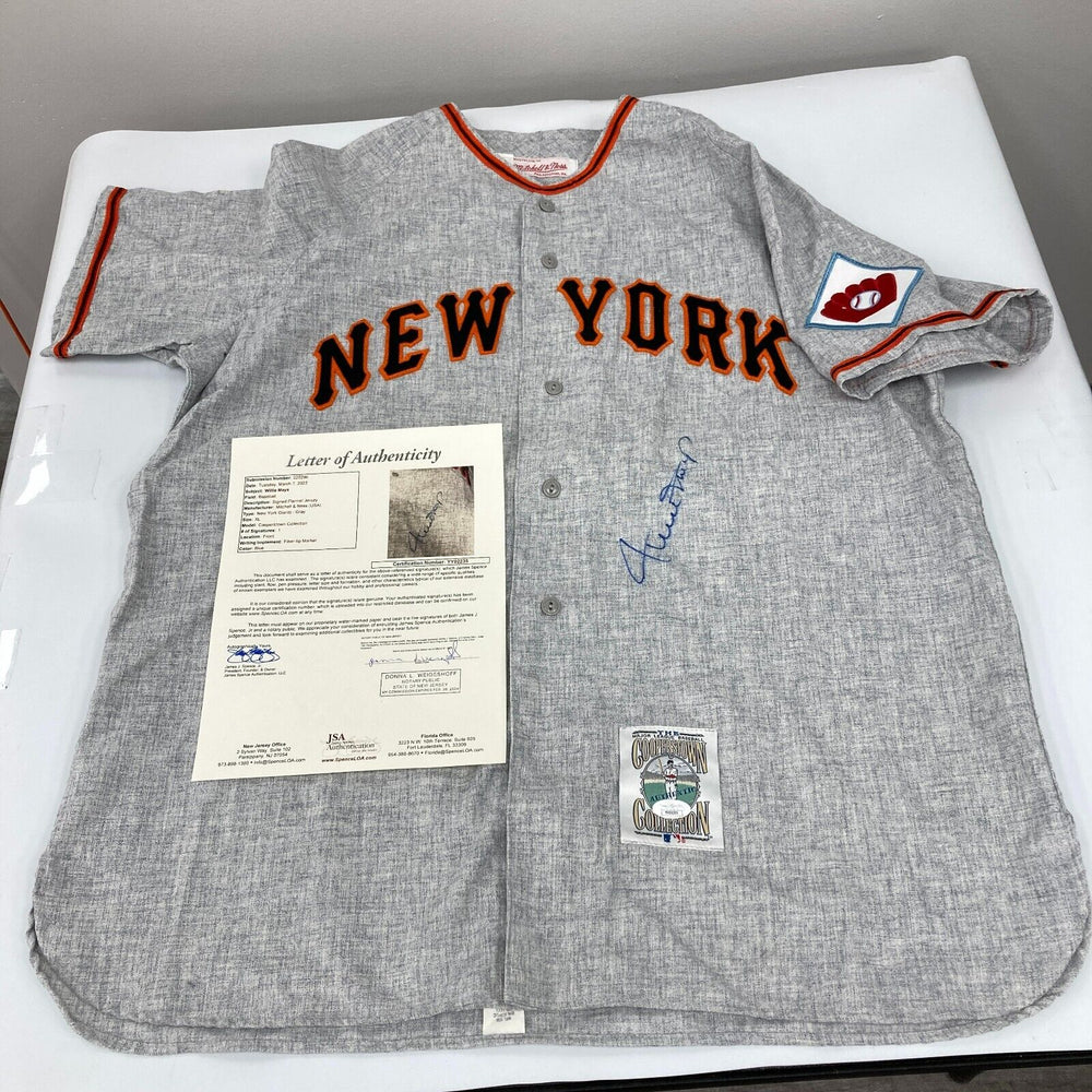 Beautiful Willie Mays Signed Authentic New York Giants Jersey JSA COA